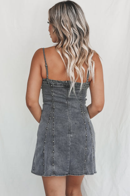 Studded Denim Mini Dress