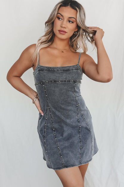 Studded Denim Mini Dress