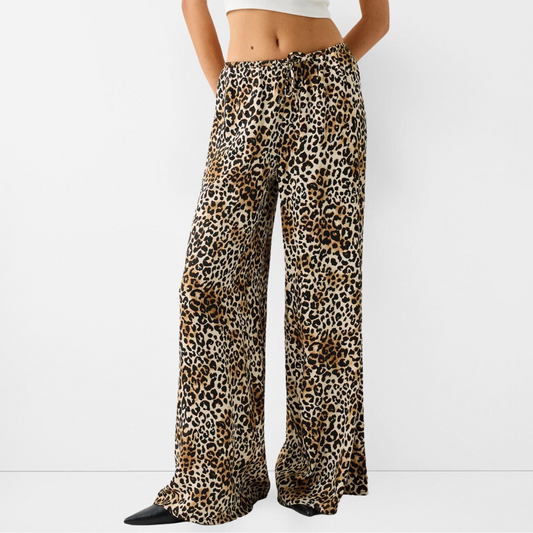 Wide-Leg Leopard Print Pants