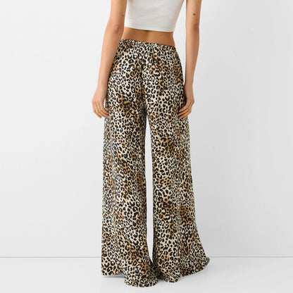 Wide-Leg Leopard Print Pants