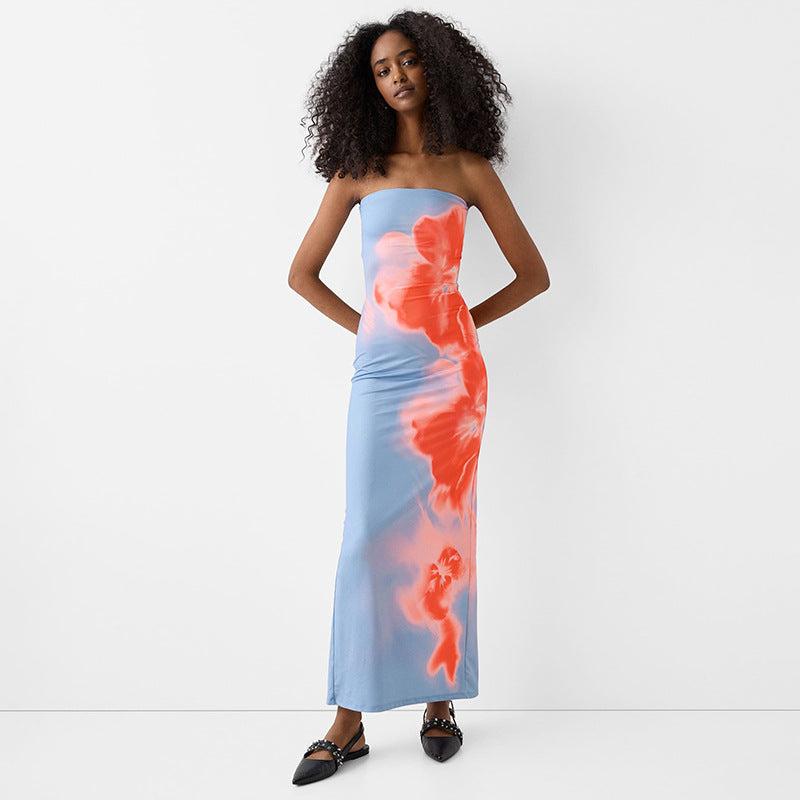 Flower Bandeau Midi Dress